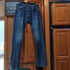 Levi 501 Button Fly Classic Blue Denim Jeans 32x34